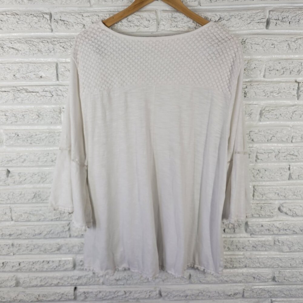 Style & Co Women's 3X Top White 100% Cotton 3/4 Bell Sleeve Pullover WHI38E - Picture 8 of 12